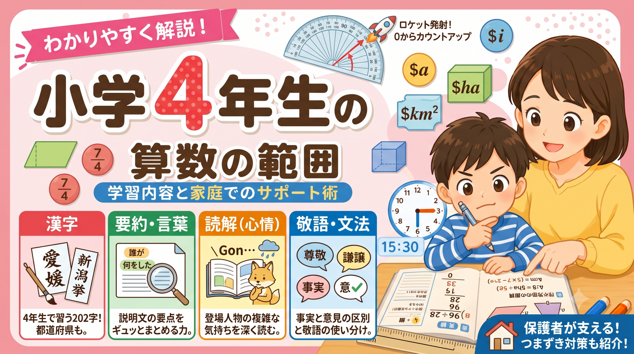 【小4算数】全単元の完全解説＆家庭学習ガイド！「10歳の壁」をラクに突破する教え方のコツと安心アドバイス