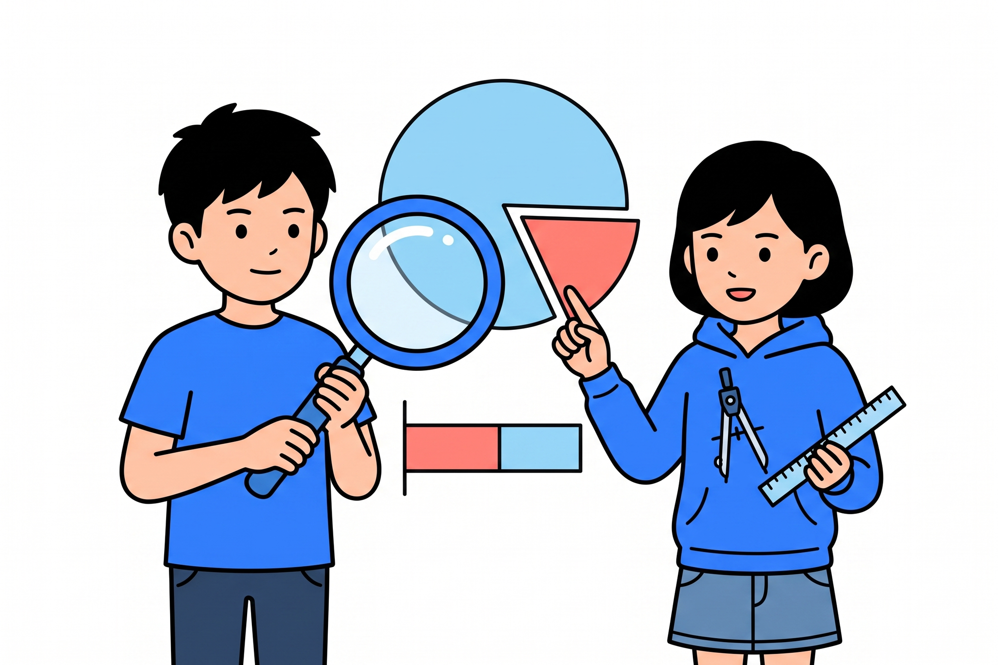 「全体」と「部分」を見分ける学習場面のイラスト